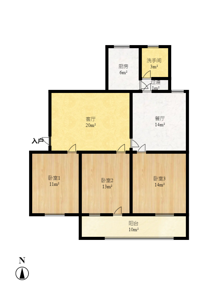 林业厅宿舍  3室2厅1卫   2400.00元/月室内图1