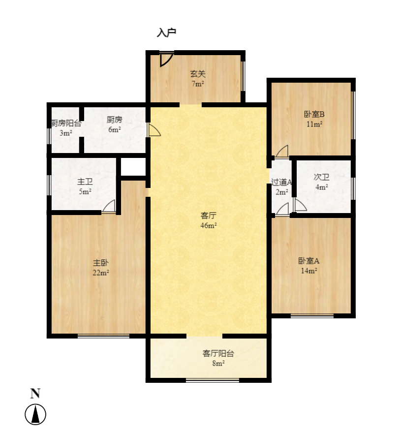 格林星城  4室2厅1卫   4500.00元/月户型图