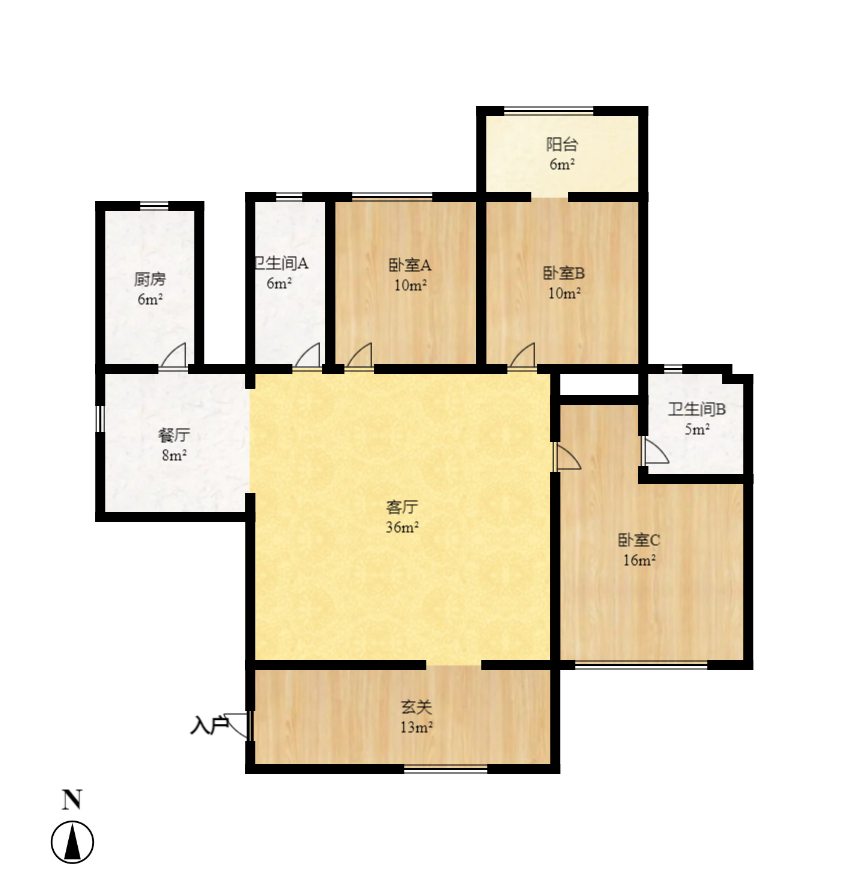 雄新水印廊桥（雄新华府）  1室2厅1卫    2200.0元/月户型图