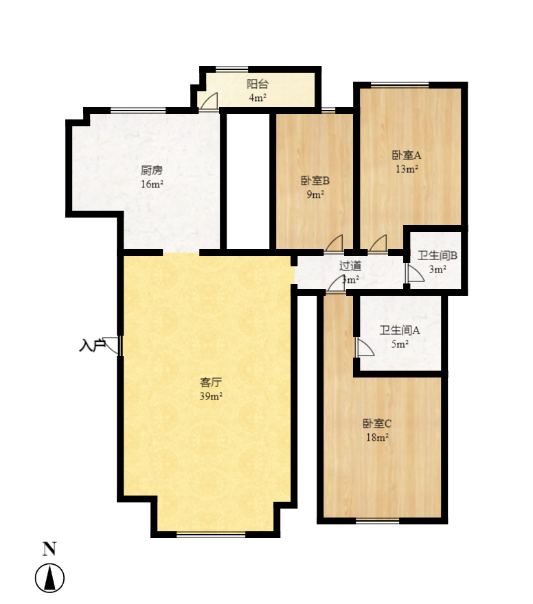 万煦园 4室2厅2卫 3200.00元/月 万煦园 4室2厅2卫 3200.00元/月户型图