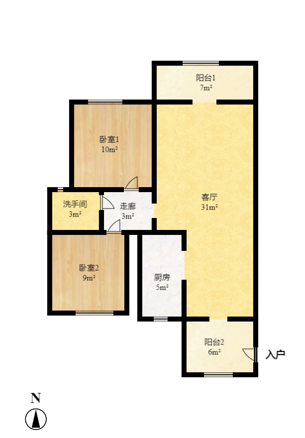 金领家族 2室2厅1卫 1600.0元/月 金领家族 2室2厅1卫 1600.0元/月户型图