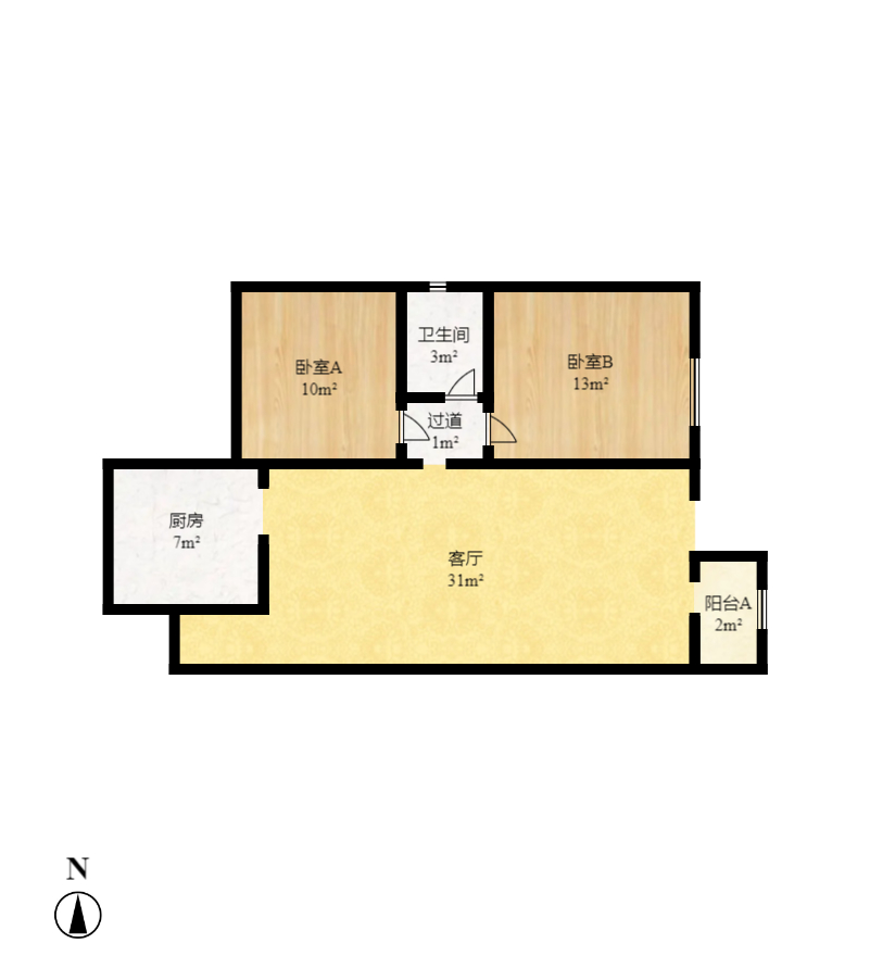 长房半岛蓝湾（观山月）  2室1厅1卫   86.00万室内图1