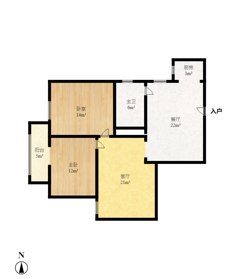 城市花园  3室2厅1卫    3200.0元/月户型图