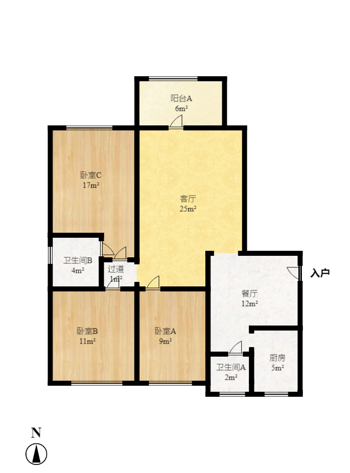 翡翠云天 1室1厅1卫 1900.0元/月 翡翠云天 1室1厅1卫 1900.0元/月户型图
