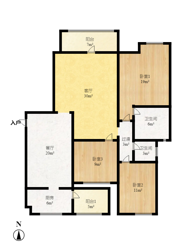 万国城(当代满庭春MOMA)二期 3室2厅1卫 2480.0元/月 万国城(当代满庭春MOMA)二期 3室2厅1卫 2480.0元/月户型图