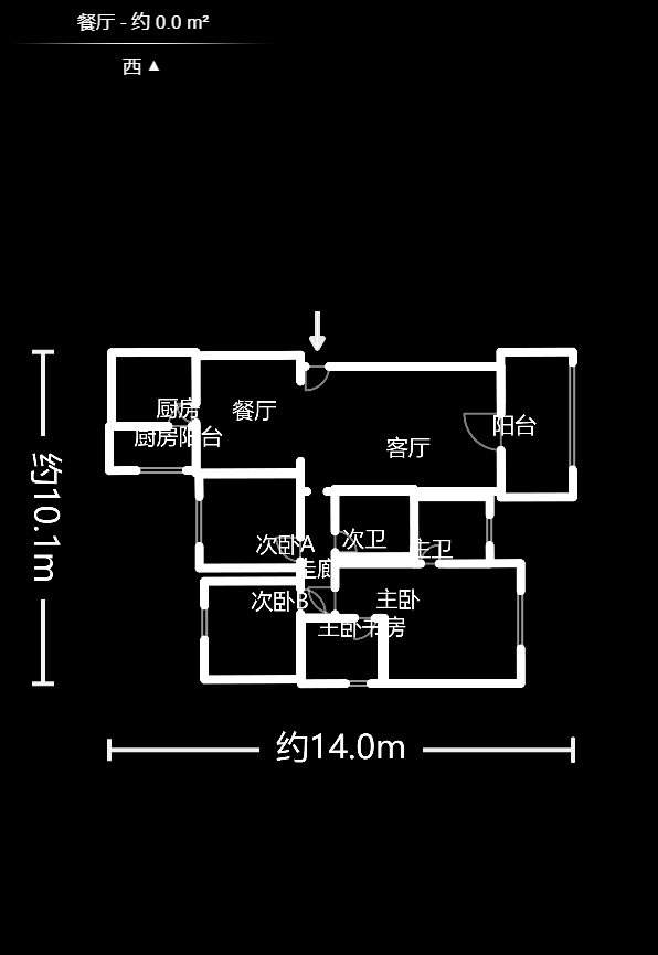 松雅湖金岸  3室2厅2卫    2800.0元/月户型图