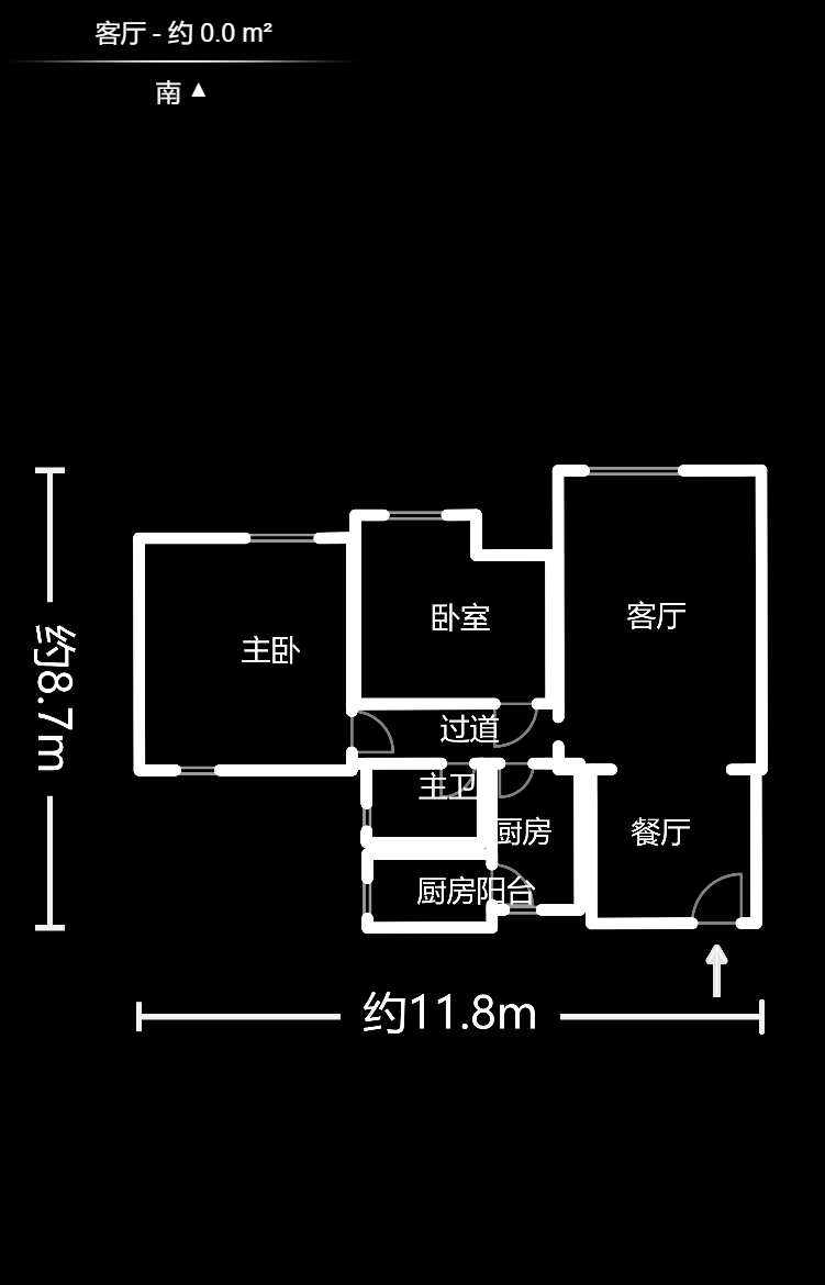 湘域中央  1室1厅1卫    2500.0元/月户型图