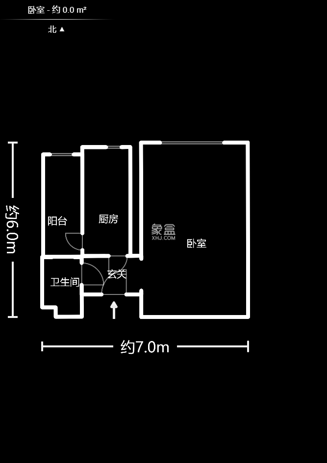 乾源国际  1室1厅1卫   1400.00元/月户型图
