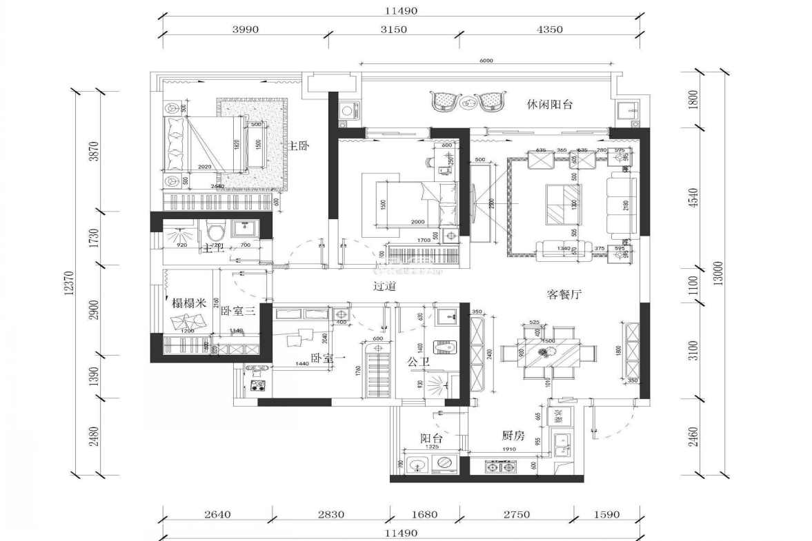 新桂广场  3室2厅1卫   66.80万室内图1