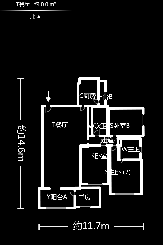 白沙湾嘉园  3室2厅2卫    2600.0元/月户型图