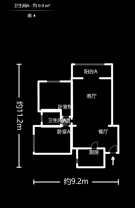 汇景豪庭  1室2厅1卫   2500.00元/月户型图