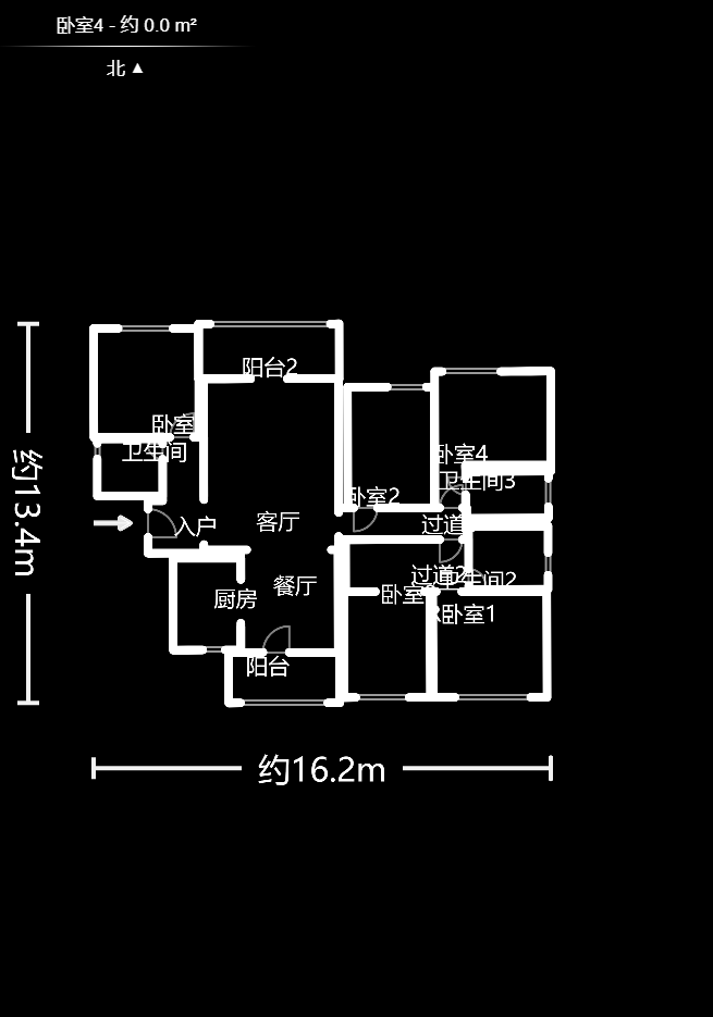 北辰三角洲C3区  5室2厅1卫   8000.00元/月户型图
