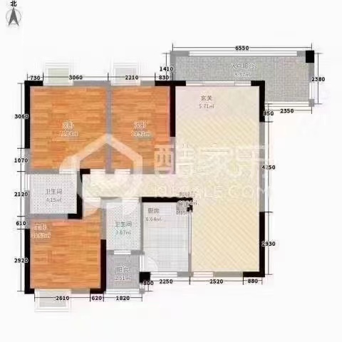 山水洲城华晨第一城 3室2厅1卫 78.0万 山水洲城华晨第一城 3室2厅1卫 78.0万室内图