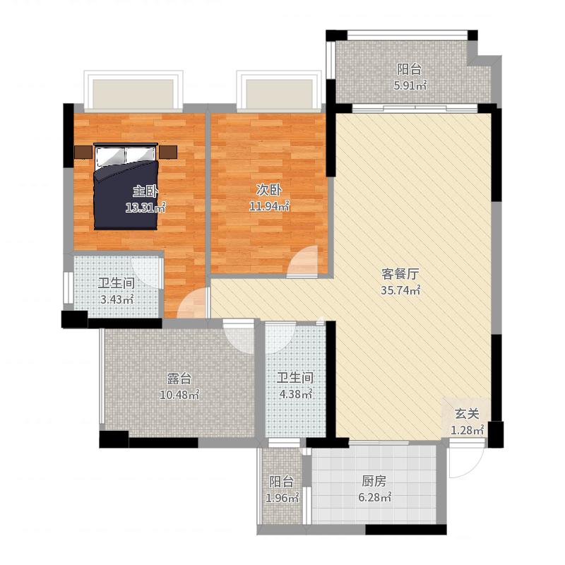 恒大绿洲  1室1厅1卫   1500.00元/月室内图1