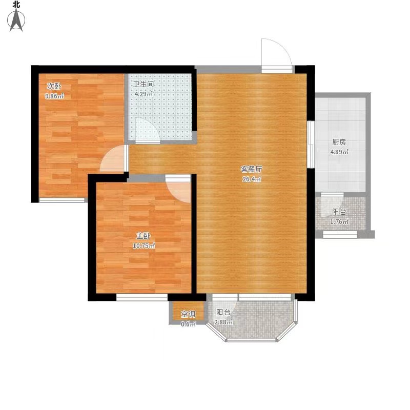 星河城  2室2厅1卫   1600.00元/月室内图1