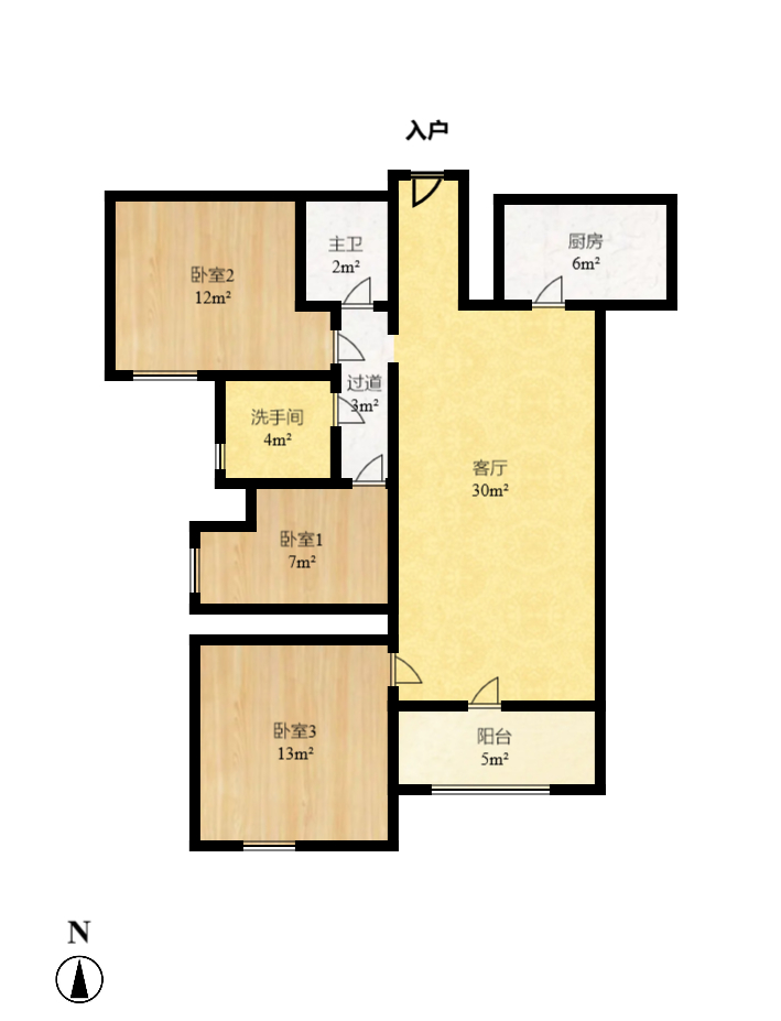建发中央公园（建发美地）  3室2厅2卫    3100.0元/月户型图