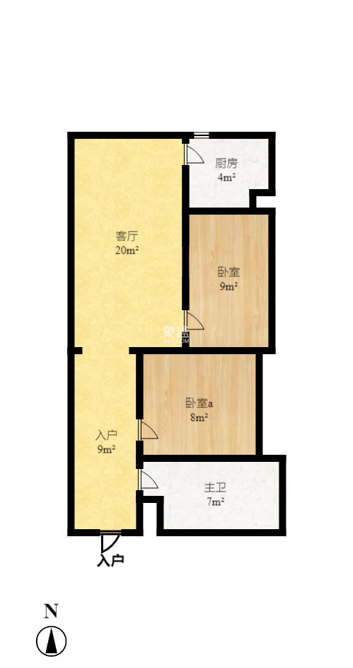 明城公寓  2室1厅1卫   1300.00元/月户型图