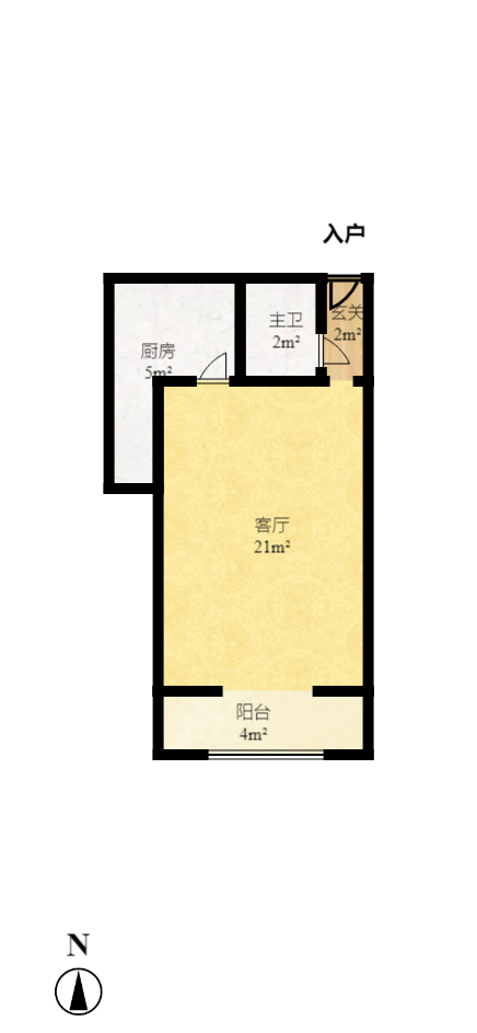 蓝山郡  1室1厅1卫   1400.00元/月户型图