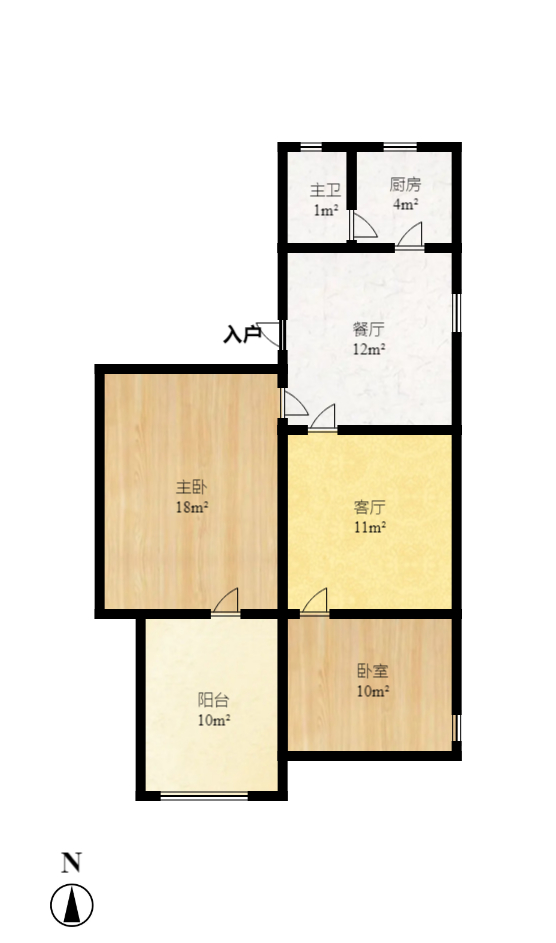 长沙县疾控中心宿舍  2室1厅1卫    1800.0元/月户型图
