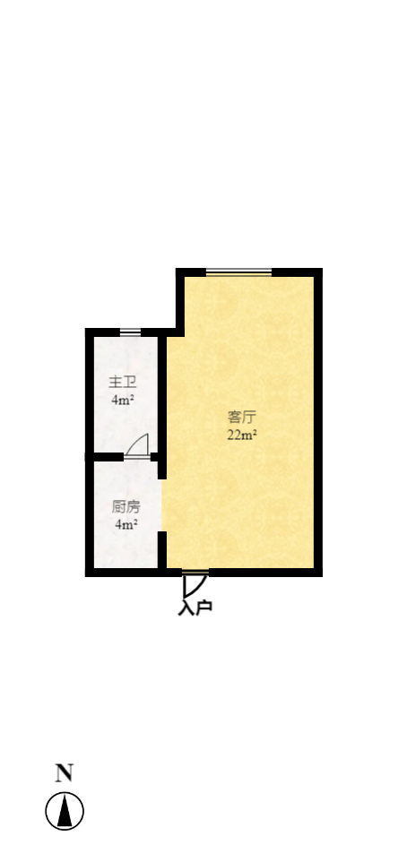 铂宫  1室1厅1卫    2600.0元/月户型图
