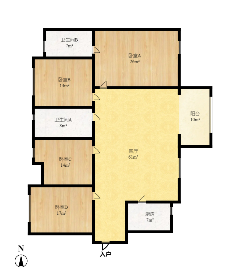 乾城(兴旺乾城) 4室2厅2卫 3600.0元/月 乾城(兴旺乾城) 4室2厅2卫 3600.0元/月户型图