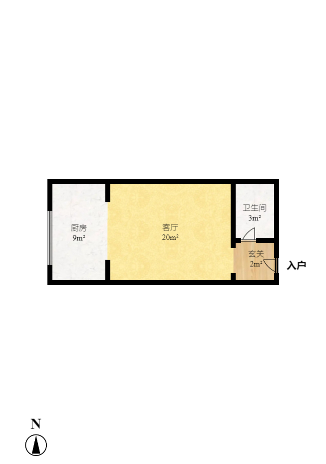 观园国际公寓 1室1厅1卫 1400.0元/月 观园国际公寓 1室1厅1卫 1400.0元/月户型图