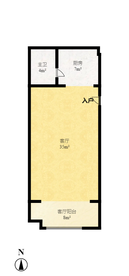 尚都花园城  1室0厅0卫   1300.00元/月户型图