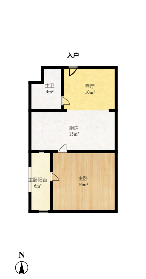 郡原居里  1室1厅1卫   1300.00元/月户型图