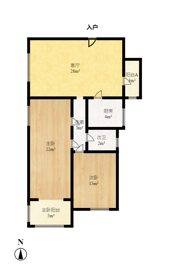 松雅湖畔  3室2厅1卫   1600.00元/月户型图