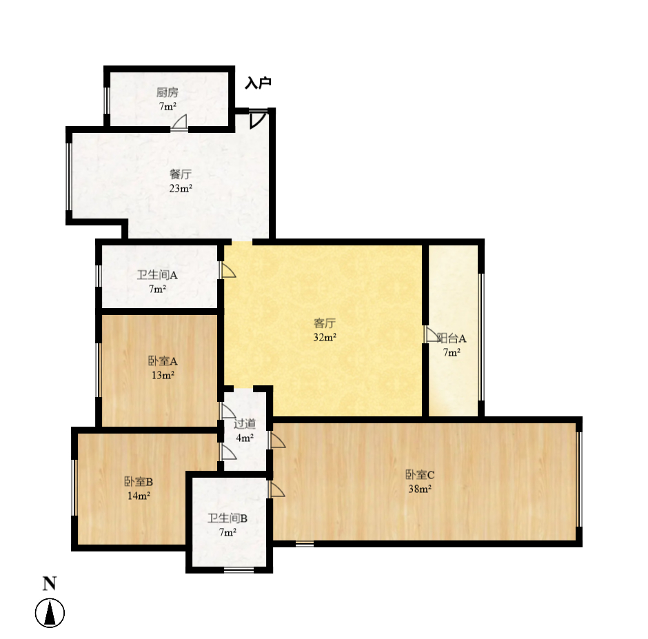 兴隆景苑  3室2厅2卫   128.00万室内图1