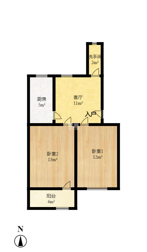 茶园坡社区(原王家冲社区)  2室1厅1卫    1500.0元/月户型图