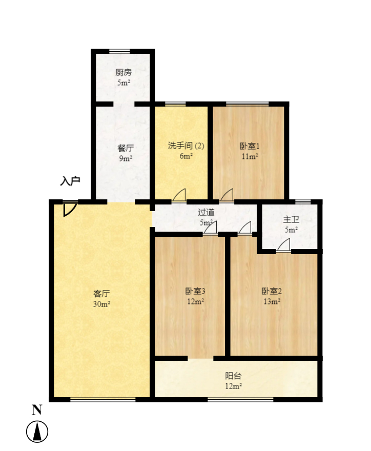 桔园国土分局 3室2厅2卫 2500.0元/月 桔园国土分局 3室2厅2卫 2500.0元/月户型图