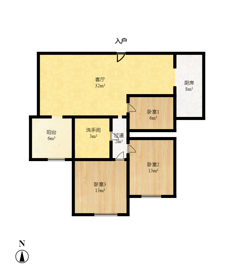 阳光锦城  3室2厅1卫   106.00万室内图1