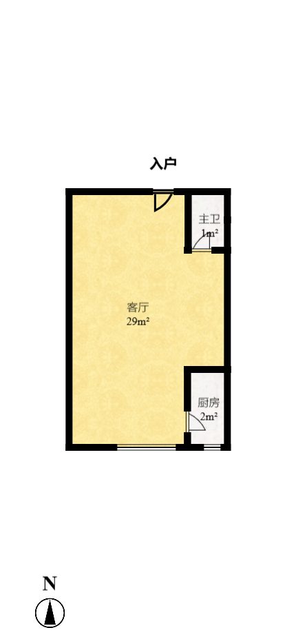 湖湾世景  1室1厅1卫    1200.0元/月户型图