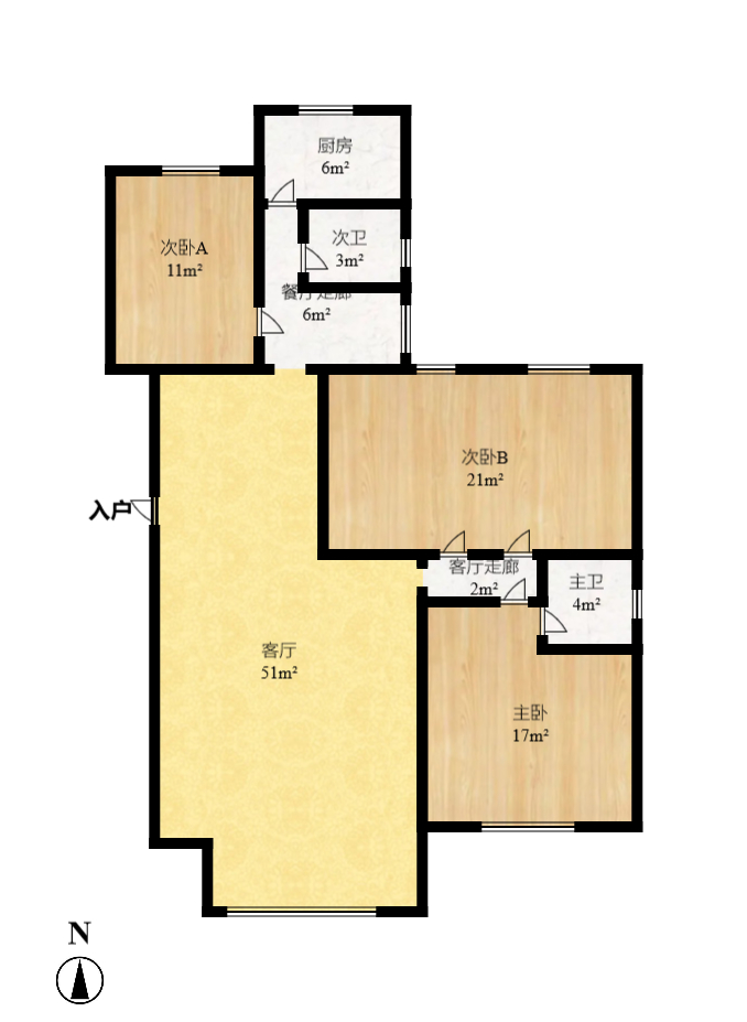 96301部队小区  4室2厅2卫   3000.00元/月户型图
