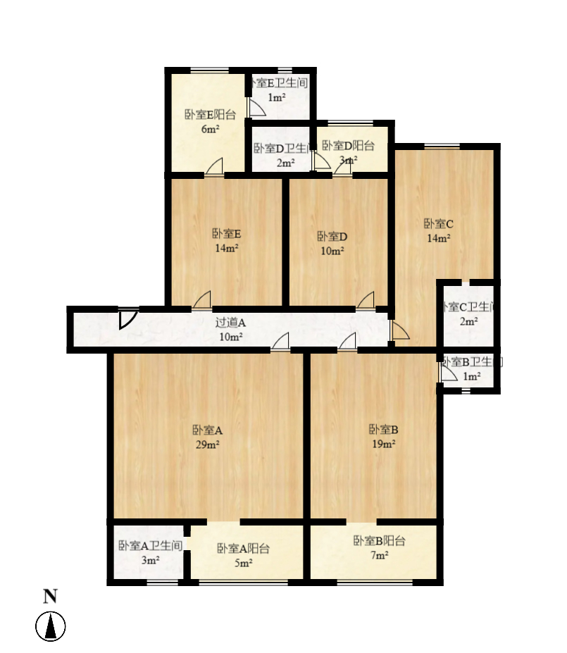 城西公寓（西城门第）  3室2厅2卫    3000.0元/月户型图
