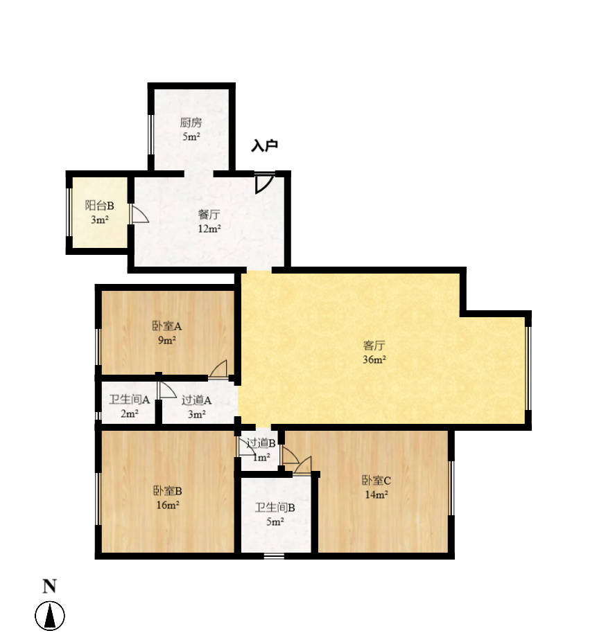 紫晶城 3室2厅1卫 1500.0元/月 紫晶城 3室2厅1卫 1500.0元/月户型图