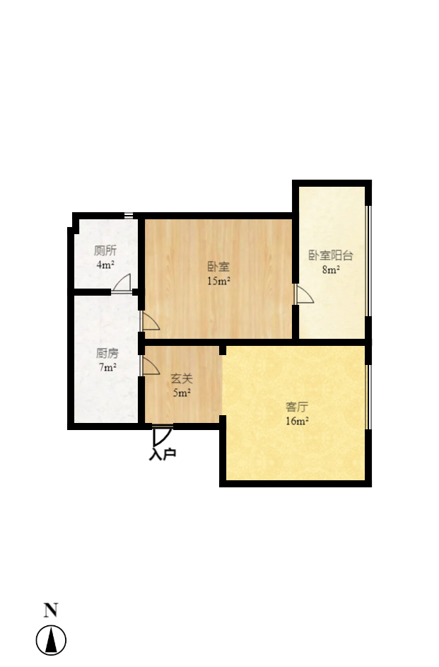 曙光泊岸  1室1厅1卫    96.0万室内图1
