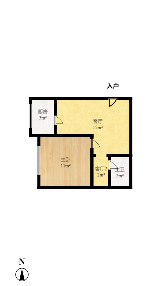 爱都（IDO）  1室1厅1卫   1500.00元/月户型图