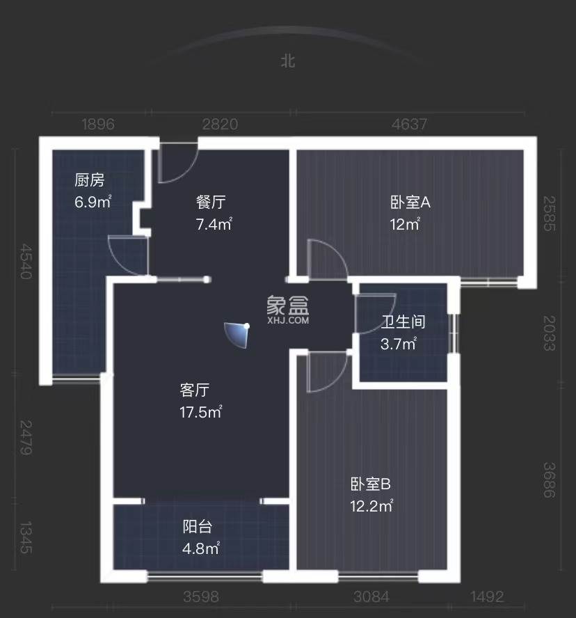 中泰财富湘江 2室2厅1厨1卫 71.50万室内图