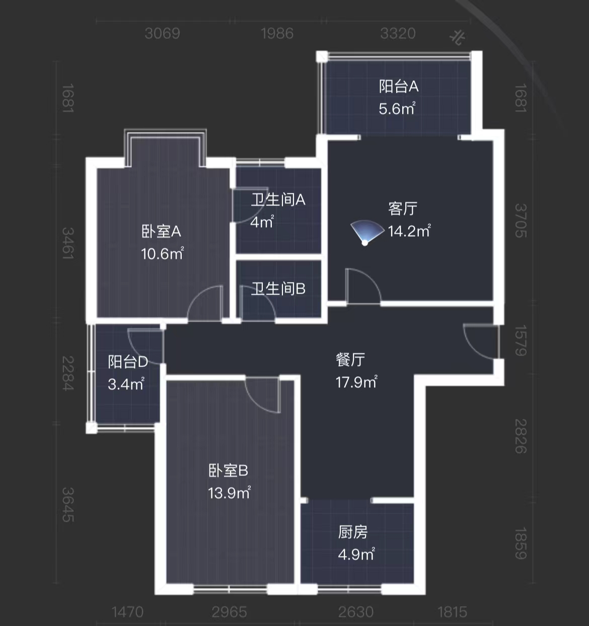 湖景名城  2室2厅2卫   68.00万