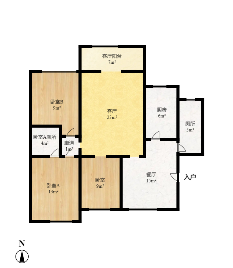 云栖谷  3室2厅1卫   2000.00元/月室内图1