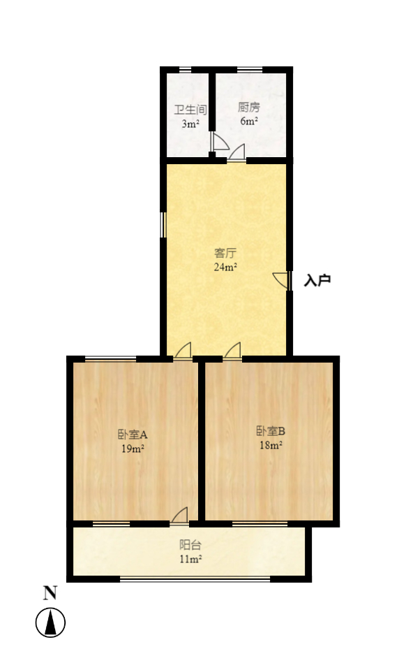 向东园社区(南湖路国税局宿舍)  2室1厅1卫   55.00万室内图1