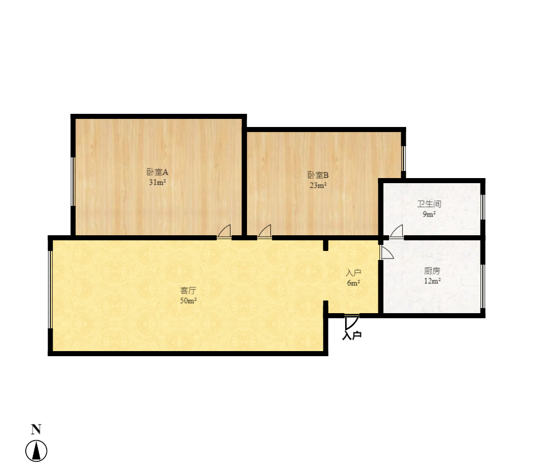富绿新村  3室1厅1卫   1900.00元/月户型图