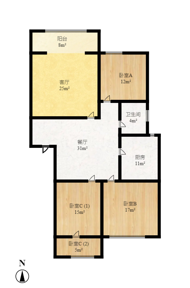 湖开小区（湖南开关厂宿舍）/南大桥社区  3室2厅1卫    66.0万室内图1