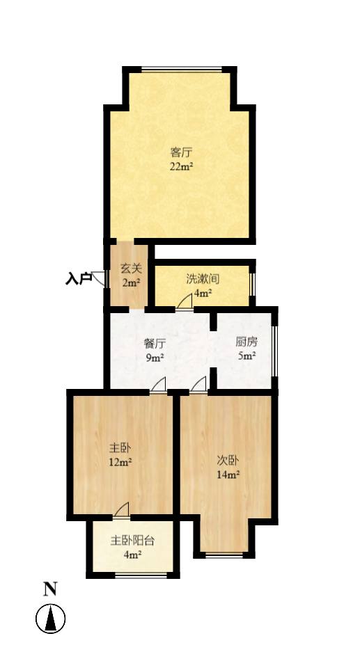 金色山庄  2室2厅1卫   2300.00元/月户型图