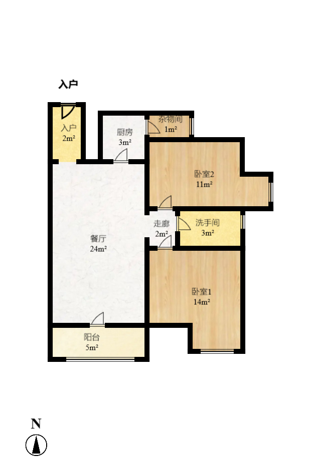 时代公馆  2室2厅2卫   76.00万室内图1