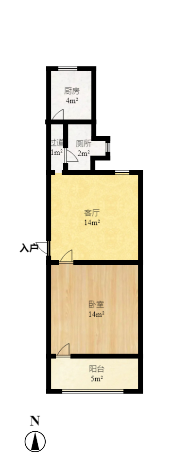 老鸦冲社区  1室0厅0卫    1200.0元/月户型图