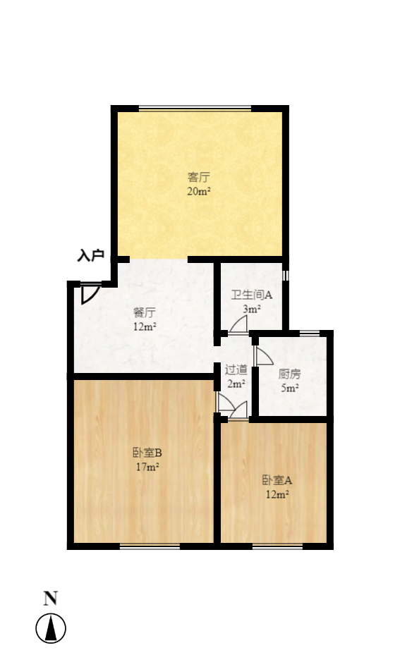 高升小区 2室1厅1卫 1400.0元/月 高升小区 2室1厅1卫 1400.0元/月户型图