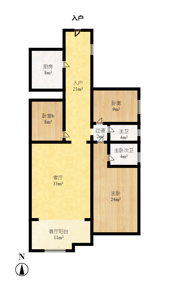 楚天馨苑  3室2厅1卫   1900.00元/月户型图